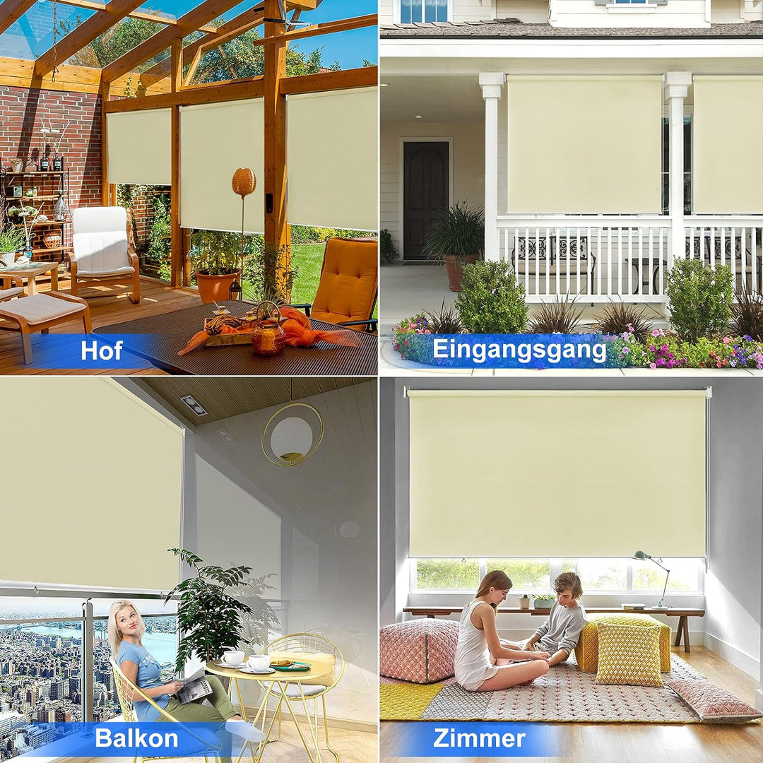 Yznahre Beige Senkrechtmarkise Vertikalmarkise Aussenrollo, 180x240cm Sichtschutz Sonnenschutzrollo
