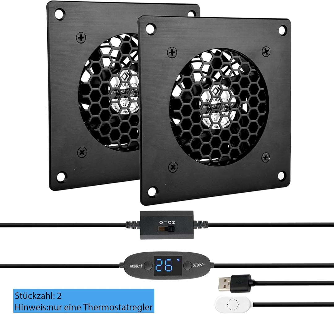 euroharry 80mm Digitalanzeige temperaturgesteuertes leises Lüftersystem, 5V-Lüfter mit modernem gebü