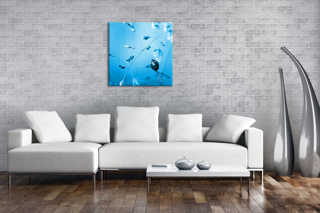 deyoli Kleiner roter Marienkäfer Format: 40x40 Effekt: Monocrome Blau als Leinwandbild, Motiv fertig