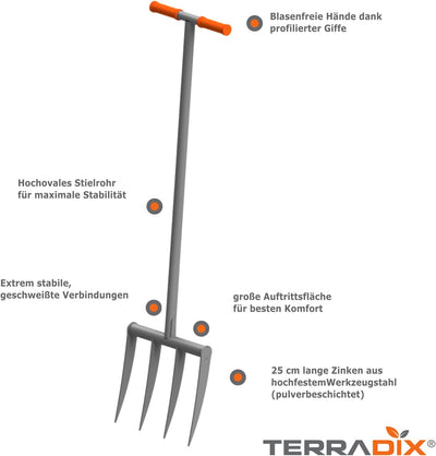 Grabegabel TERRADIX® 4x250 - optimale Tiefenlockerung und Belüftung von Beeten - für einen erfolgrei