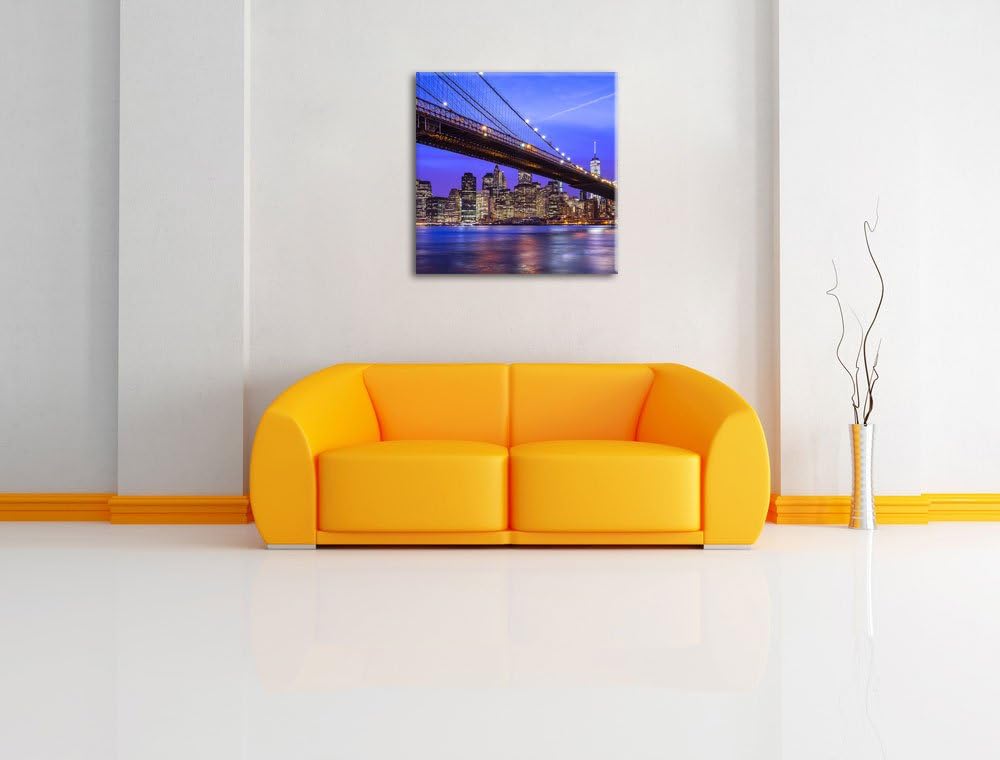 New York Brooklyn Bridge, Format: 70x70 auf Leinwand, XXL riesige Bilder fertig gerahmt mit Keilrahm