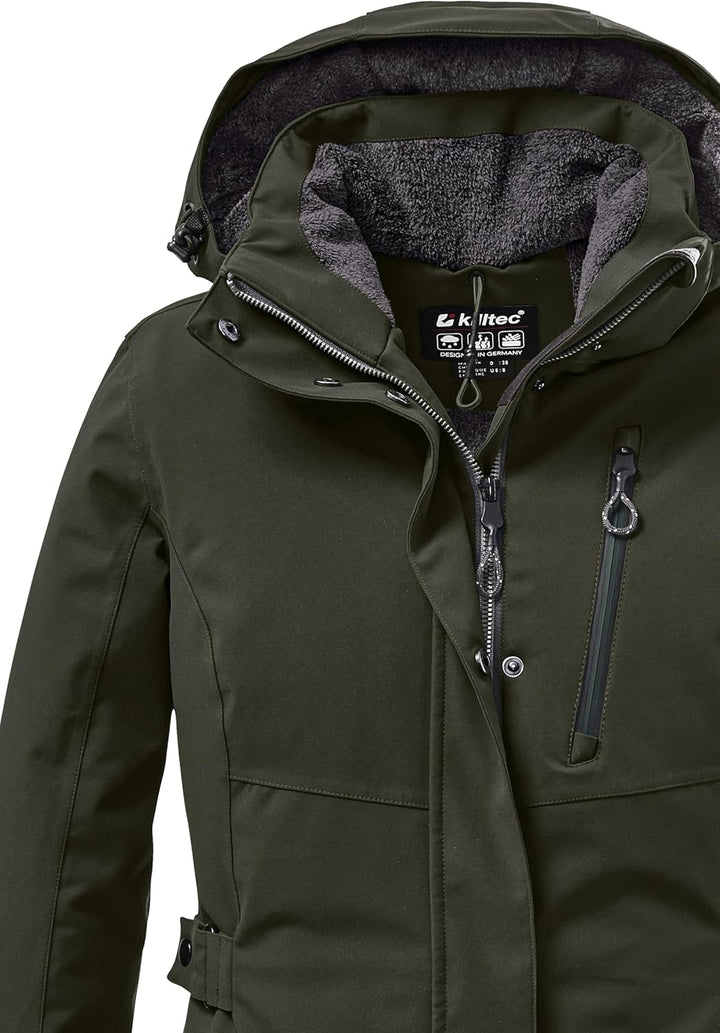 Killtec Damen Kow 165 Wmn Prk Funktionsparka/Parka mit abzippbarer Kapuze 38 dunkeloliv, 38 dunkelol