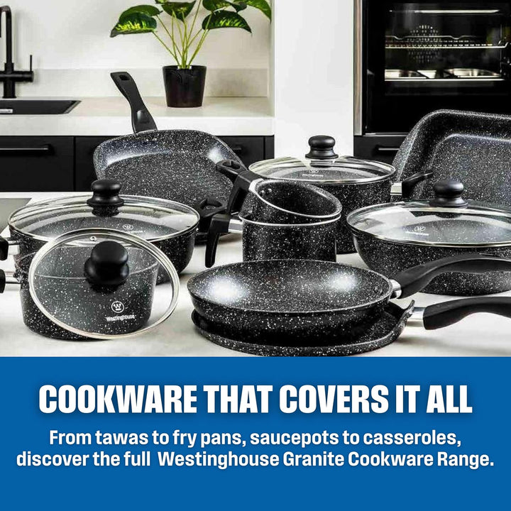 Westinghouse PERFORMANCE SERIES Wok Pfanne mit Deckel, Beschichtete Pfanne 28 cm mit Edelstahl-Griff