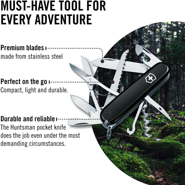 Victorinox Schweizer Taschenmesser Huntsman, Multitool, Swiss Army Knife mit 15 Funktionen, Klinge,