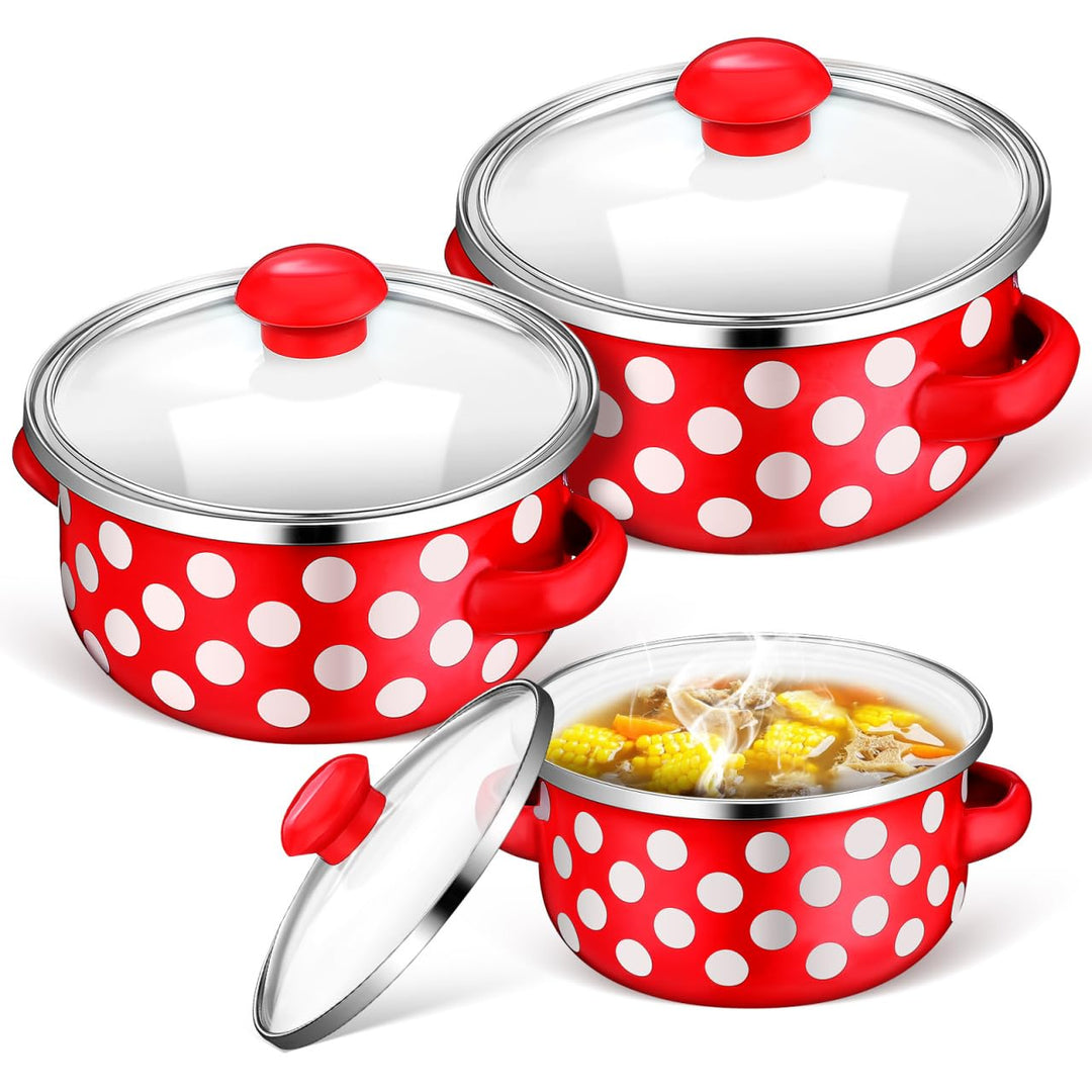 VINTORKY Emaille Mini Suppentopf Set Mit Deckel Und Griff Kleine Suppentöpfe Für Zuhause Vielseitige