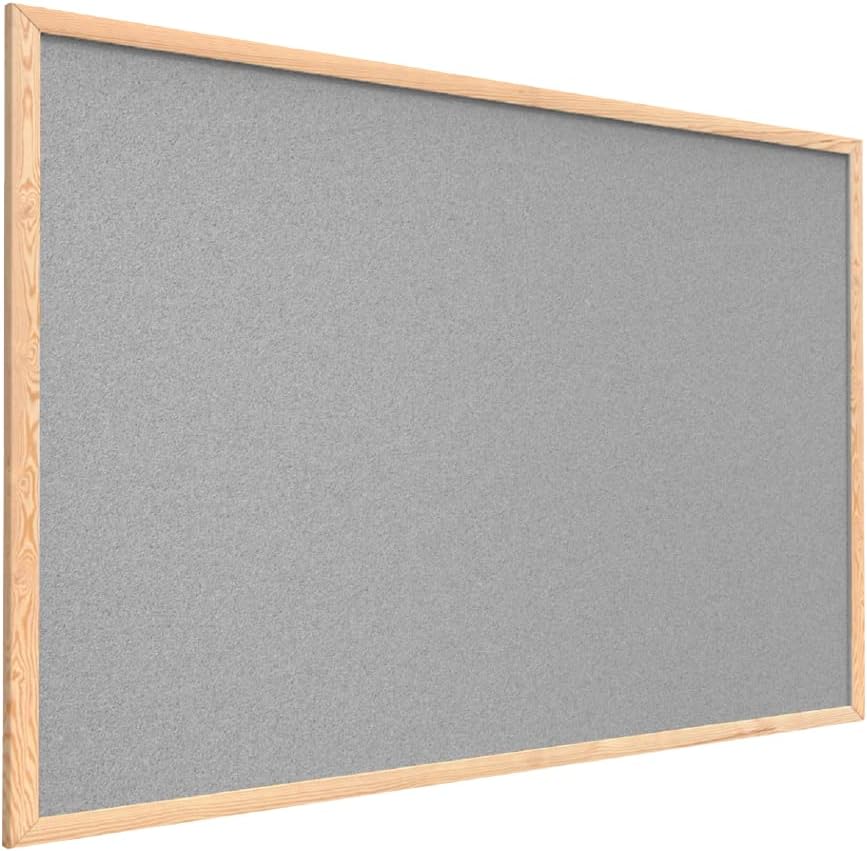 ALLboards helles Grau Pinnwand mit Holz Rahmen 90x60cm Korktafel Korkwand Pinnwand Kork Grau Oberflä