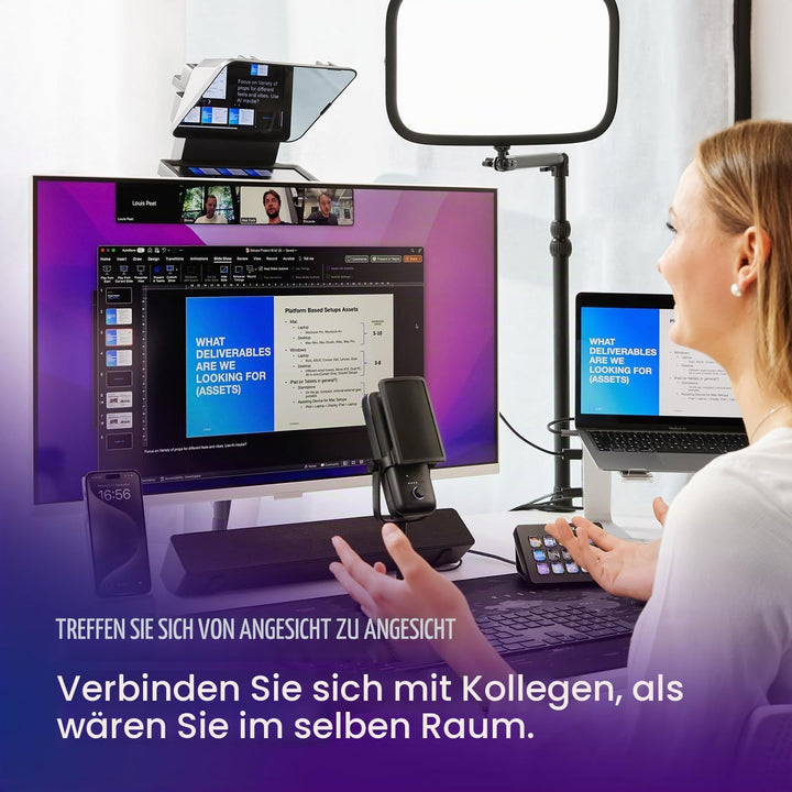 Elgato Prompter/Schwenkhalterung-Bundle – Premium-Teleprompter + Low Profile Arm, kompatibel: DSLR,