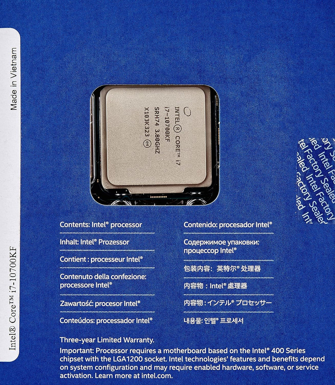 Intel Core i7-10700KF (Basistakt: 3,80GHz; Sockel: LGA1200; 125 Watt) Box