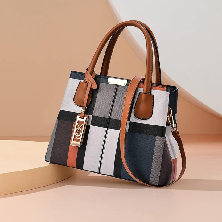 NICOLE & DORIS Mode Handtasche Damen Klassische Handtasche Karierte Tasche PU Leder Schultertasche H