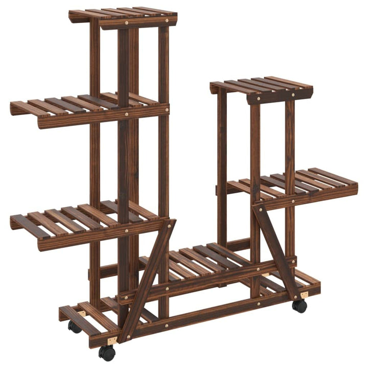 vidaXL Blumenständer, Holz Pflanzenregal mit Rollen, Blumenregal für Wohnzimmer Balkon Terrasse, Pfl