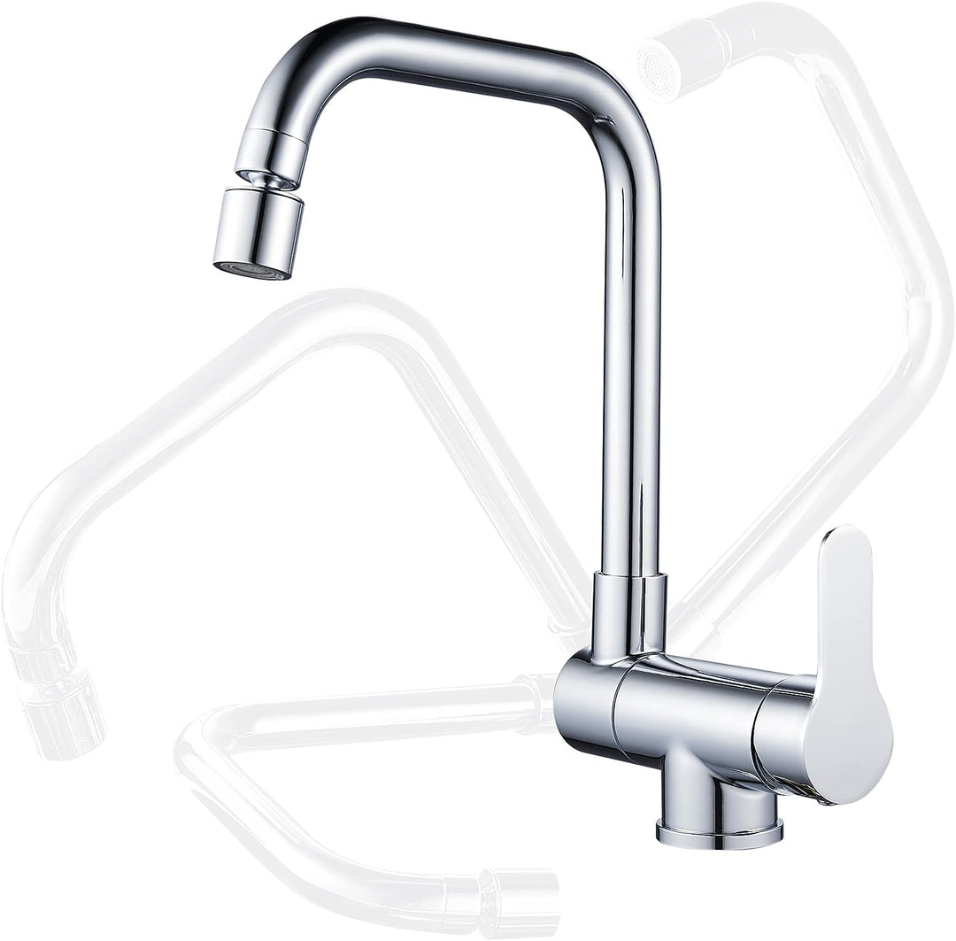 Frontfenster Küchenarmatur 360° drehbar Küche Faltbare Mischbatterie 2 Sprühmodi, Faltbarer Einhebel