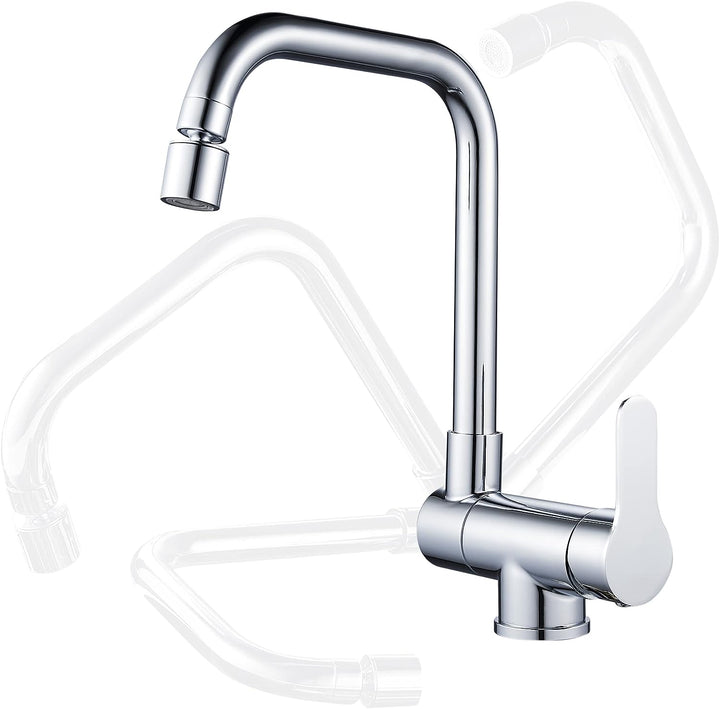 Frontfenster Küchenarmatur 360° drehbar Küche Faltbare Mischbatterie 2 Sprühmodi, Faltbarer Einhebel