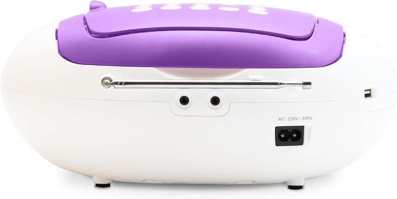 MOOOV Pop Purple, tragbarer CD-Player, Wiedergabe von CD-R/CD-RW/CD-MP3, UKW-Radio, USB-Port, Stereo