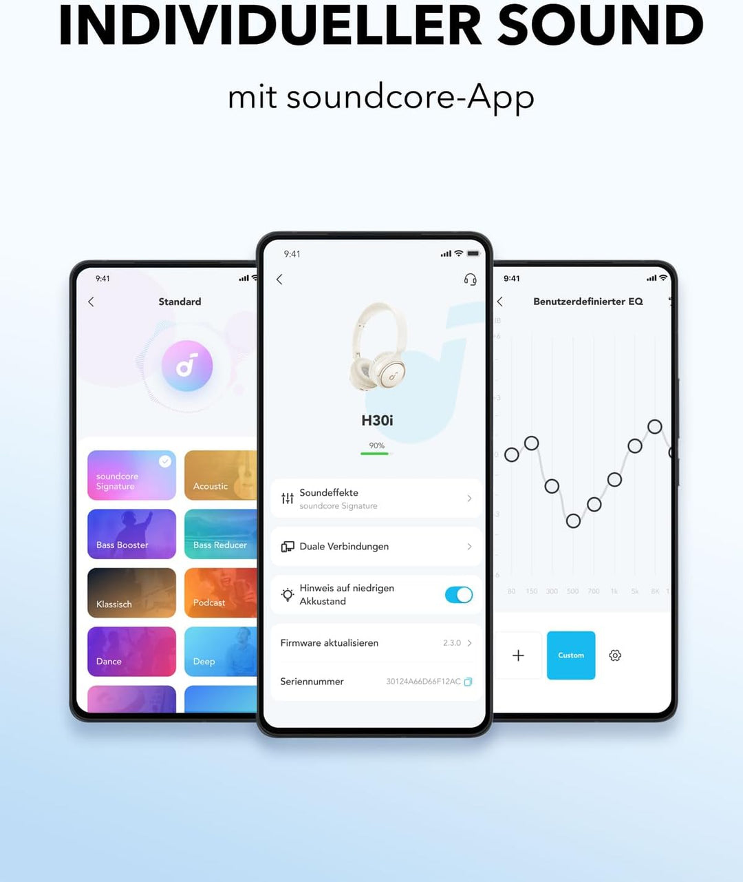 soundcore H30i Kabellose On-Ear Kopfhörer, Faltbares Design, Purer Bass, 70h Wiedergabe, Bluetooth 5