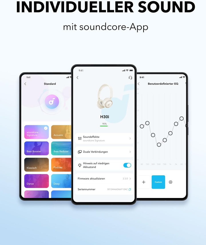 soundcore H30i Kabellose On-Ear Kopfhörer, Faltbares Design, Purer Bass, 70h Wiedergabe, Bluetooth 5