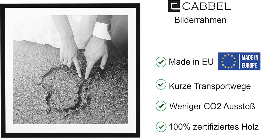 1x Bilderrahmen 60x60 cm Schwarz Rahmen 1-Pack | Dokumentenrahmen, Collage, Poster | MDF Holz-Poster
