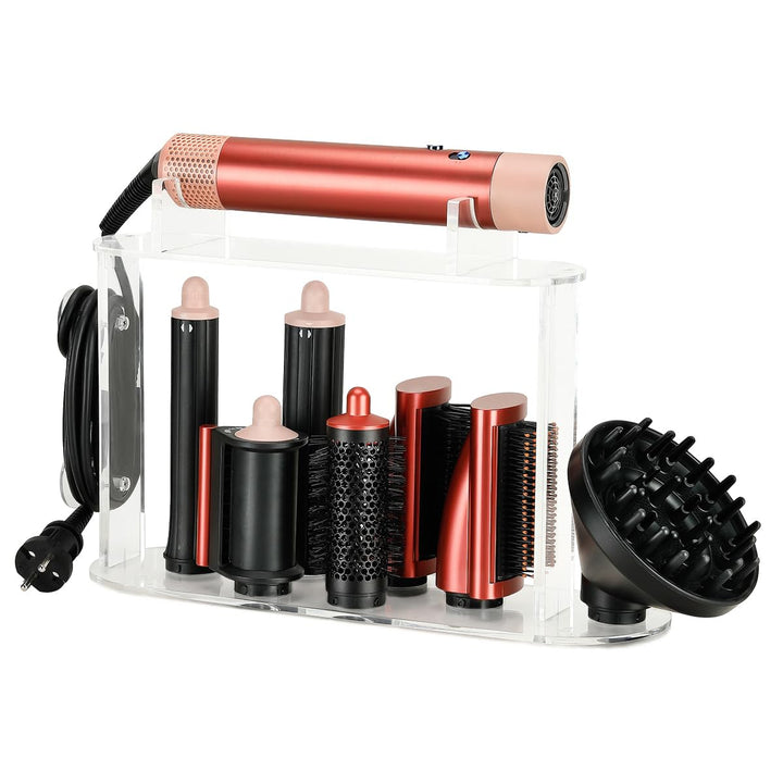 Acryl Organizer für Dyson Airwrap, 7 Fächer für Aufsätze & Diffusor, platzsparender Aufbewahrungshal