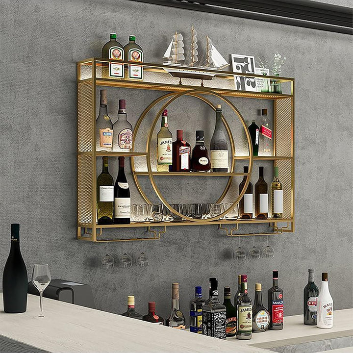 Rmeet Moderne Metall Wand montiert Wein Display Rack, 3-Schicht-Eisen-Rack, Weinregal, Wand-montiert