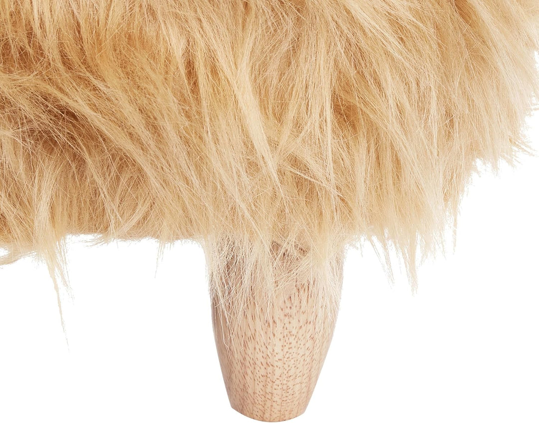 Flauschiger Hocker in Tierform Felloptik sandbeige Tierhocker für Kinder Rhino