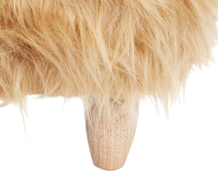 Flauschiger Hocker in Tierform Felloptik sandbeige Tierhocker für Kinder Rhino