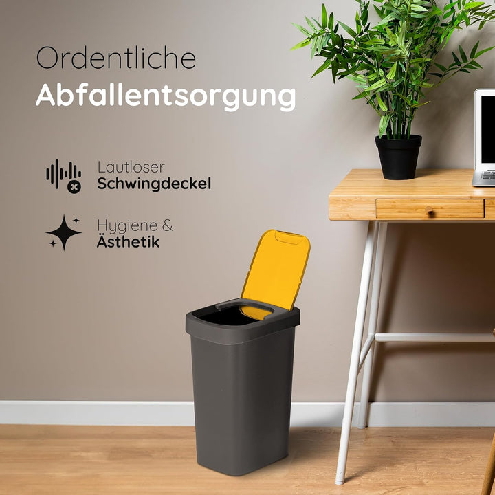 Novaliv Mülleimer 25L mit Schwingdeckel Gelb, Mülltrennung Abfalleimer für Gelben Sack &amp; Verpackung,