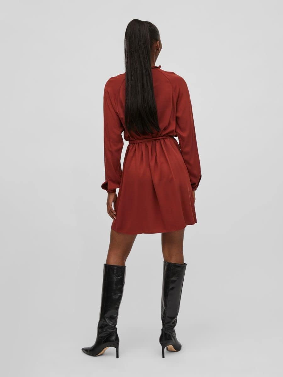 Vila Damen Visuvita L/S Lace Dress/Su-Noos Kleid 42 Fired Brick, 42 Fired Brick