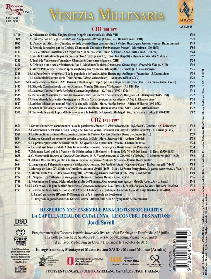 Venezia Millenaria, Audio-CD