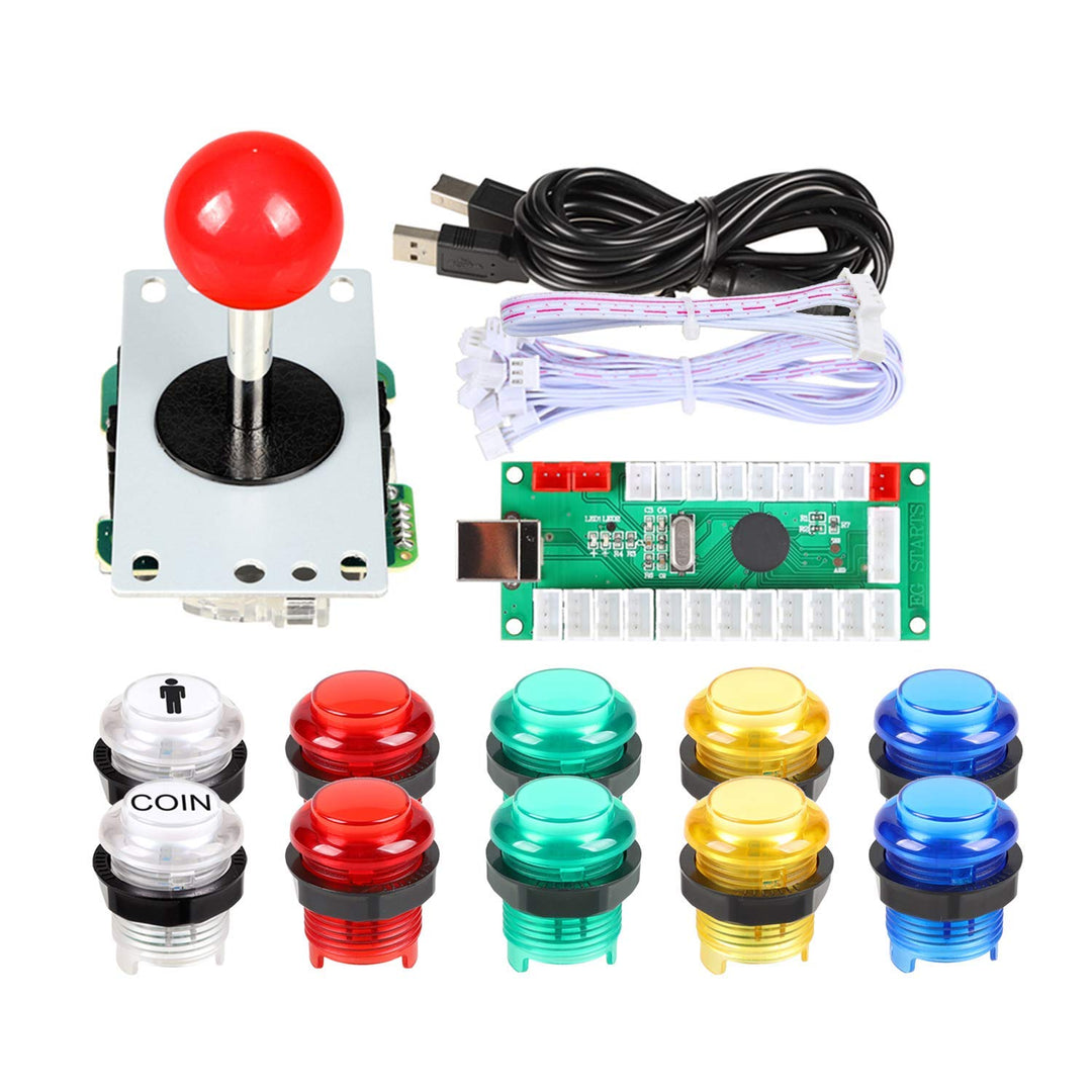 EG STARTS Nullverzögerung USB Encoder zu PC Spiele Red Joystick + 10x LED beleuchtet 5V Druckknöpfe