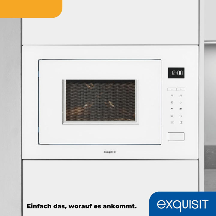 Exquisit EMW25-G-020 weiss | 60cm Einbaumikrowelle | Grillfunktion | Touch | Timer | Schnellstart
