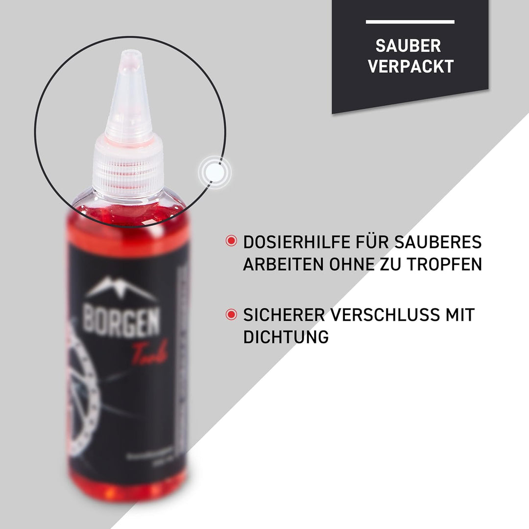 Borgen Mineralöl geeignet für Shimano hydraulische Scheibenbremsen - 100 ml Bremsflüssigkeit für meh