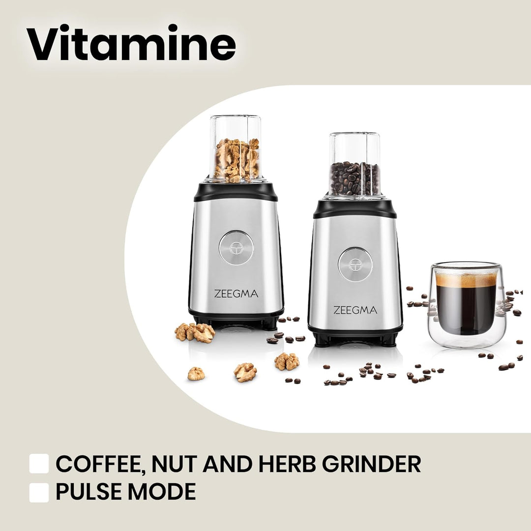 ZEEGMA Vitamine Multifunktion 4-in-1 Standmixer 1050W mit 1L Krug, Elektrischer Juicer Blender, Smoo