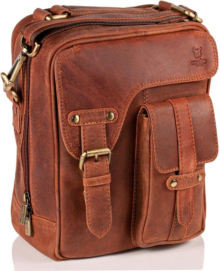 MATADOR Schultertasche Echt Leder Herren Hochwertige Arbeittasche Umhängetasche Ledertasche Tabletta