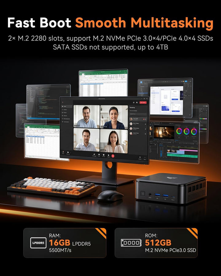 NiPoGi Mini PC АMD Ryzen 7 5800U(8C/16T, bis zu 4,4 GHz), 16GB DDR4 512GB M.2 NVME SSD Mini Desktop