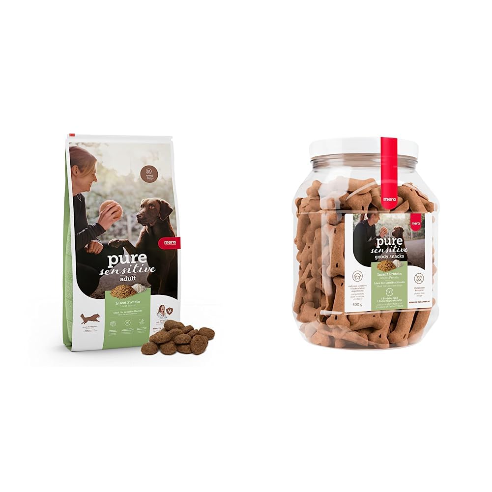 MERA Pure Sensitive Hundefutter &amp; Pure Sensitive Goody Snack Insect, gesunde Leckerlis für Sensible