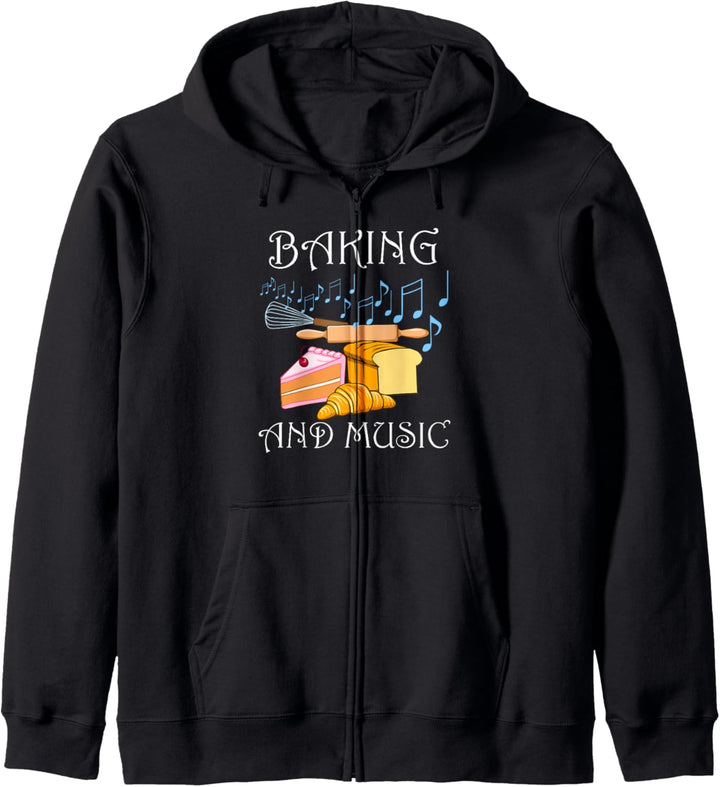 Backen und Musik Hobbybäcker Musiknoten Küche Kapuzenjacke