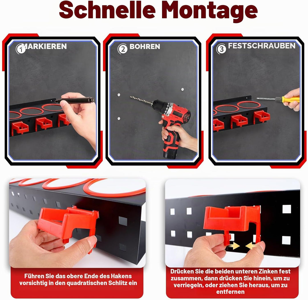 Sprühflaschenhalter, Sprühdosenhalter Spraydosenhalter, Stahl Wandregal Garagenwandregal mit 5 Haken