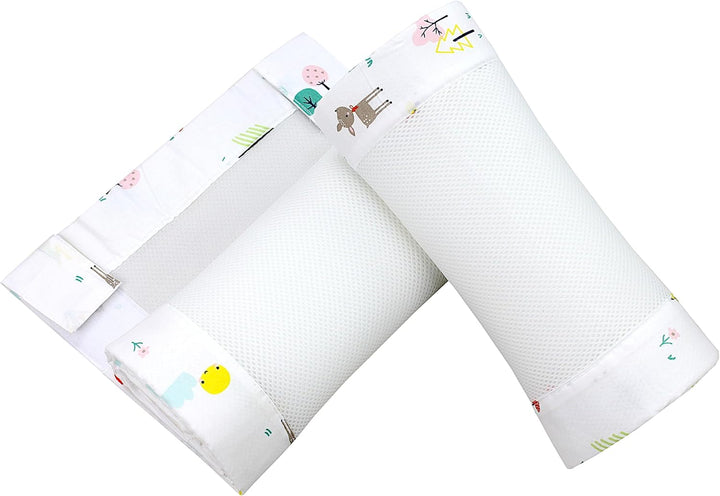 TupTam Gitterstäbe Schutz Netz Babybett Nestchen 3D Mesh 2 Pack, Farbe: Rentier, Grösse: ca. 128 x 3