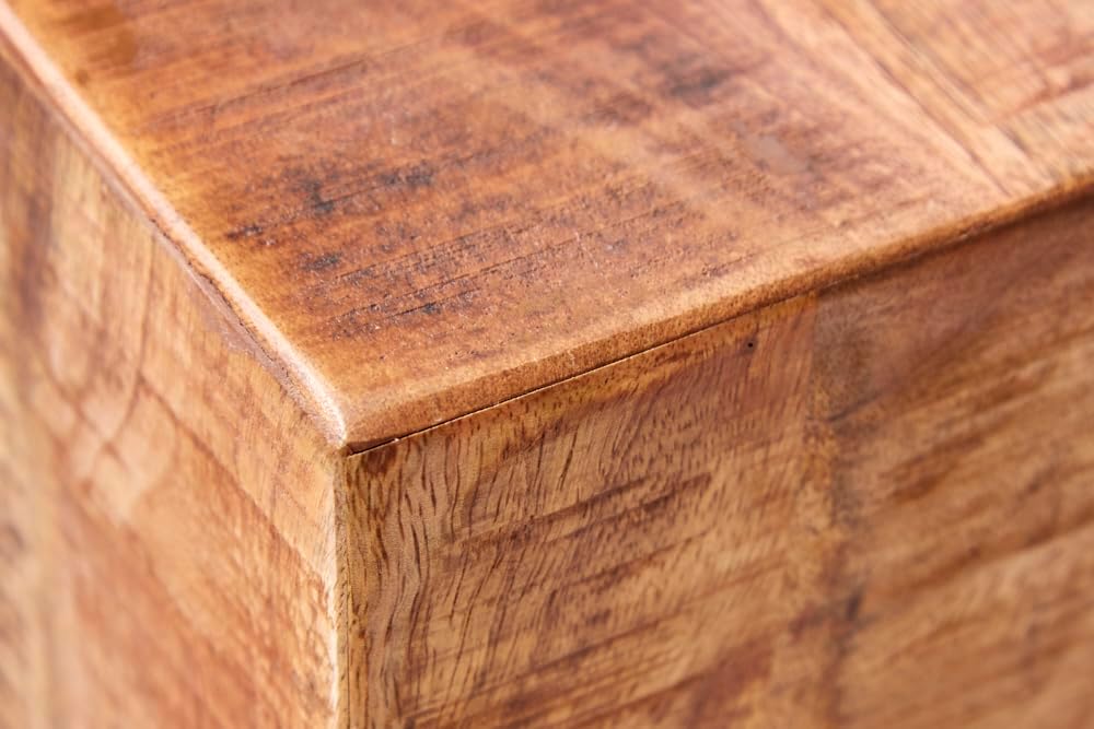 Invicta Interior Massiver Design Hocker Factory 40cm Mangoholz auf Rollen Beistelltisch Holzhocker