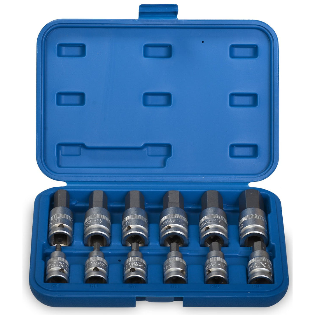 Kraft Steckschlüsselsatz/Innensechskant 5 bis 22 mm mit Bohrung für Kugelarretierung/Schraubenschlüs