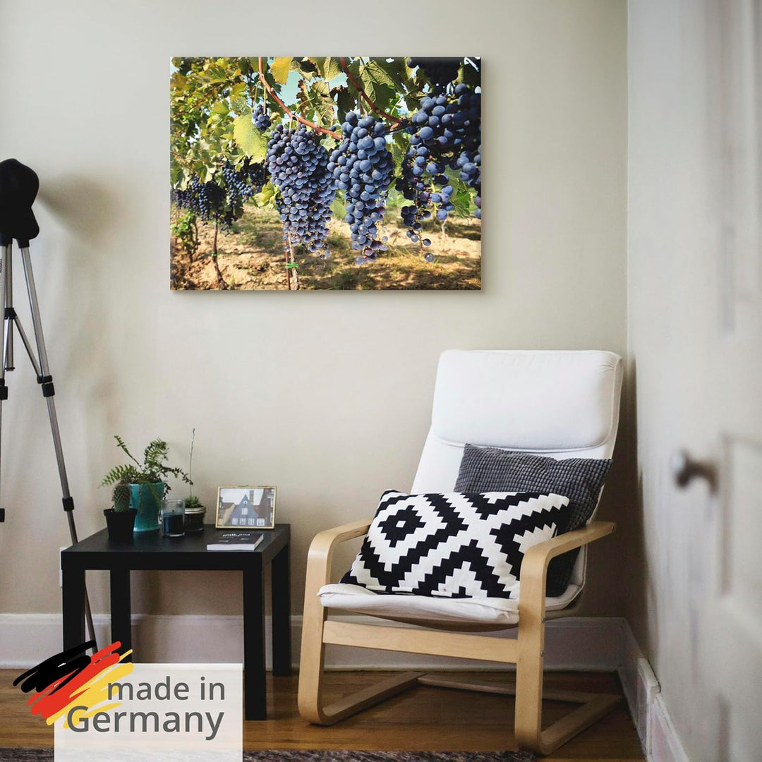 ARTland Leinwandbilder Wandbild Bild auf Leinwand 80x60 cm Natur Landschaft Toskana Weintrauben Früc