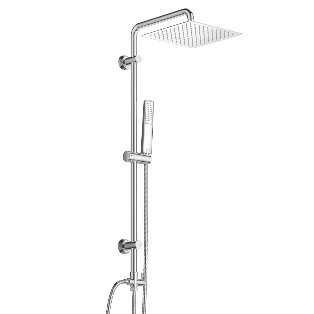 Görbach Edelstahl Duschset ohne Armatur, Chrom Duschsystem mit Regenduschset, Duschgarnitur, Handbra