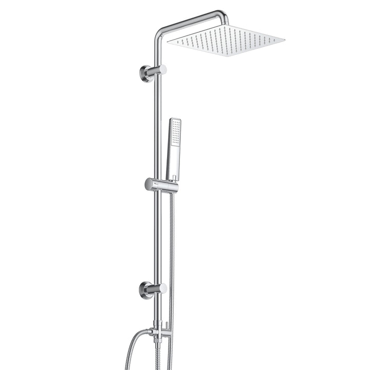 Görbach Edelstahl Duschset ohne Armatur, Chrom Duschsystem mit Regenduschset, Duschgarnitur, Handbra
