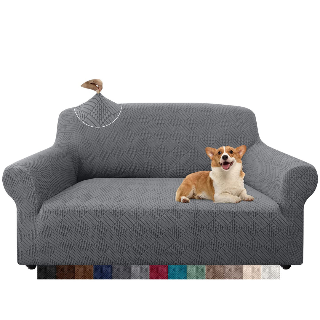 Granbest Stilvolle Rhombus Dicke Sofabezug 2 Sitzer Elastische Modestoffe Couchbezug Loveseat Sofasc