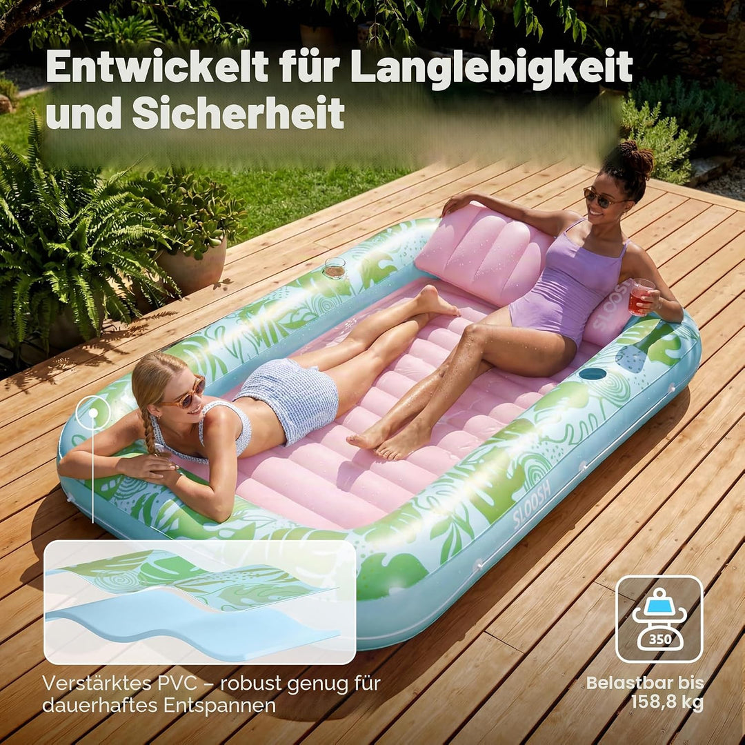 SLOOSH Aufblasbare Tanning Pool, 70" x 46"/ 85" x 57" Grosse aufblasbarer Luftmatratze für Erwachsen