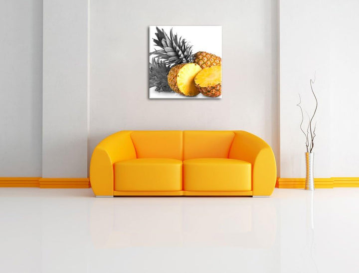 Pixxprint Frische Ananas als Leinwandbild Quadratisch/Grösse: 70x70 / Wandbild/Kunstdruck/fertig bes