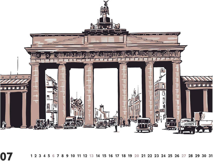 DUMONT - Berlin: Die Goldenen Zwanziger 2025 Wandkalender, 60x50cm, Kunstkalender mit Zeichnungen vo