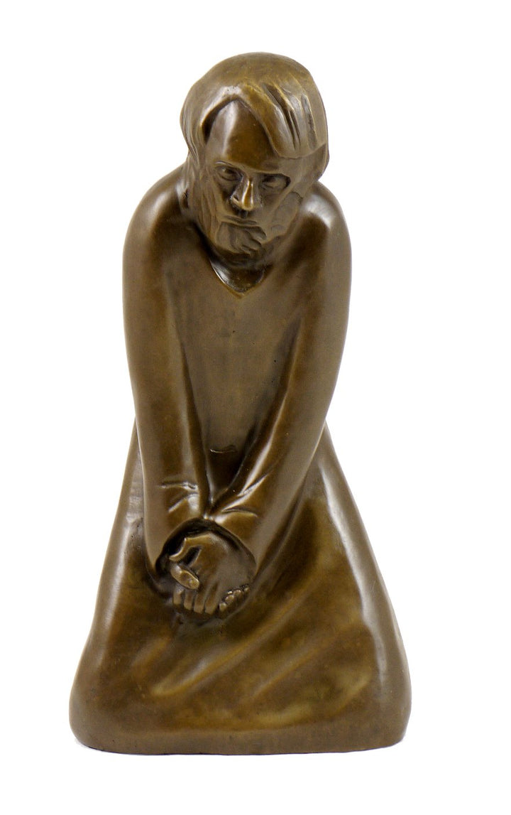 Moderne Kunst Skulptur - Bronzefigur - Der Zweifler (1931) - signiert - Ernst Barlach Figur - Güstro
