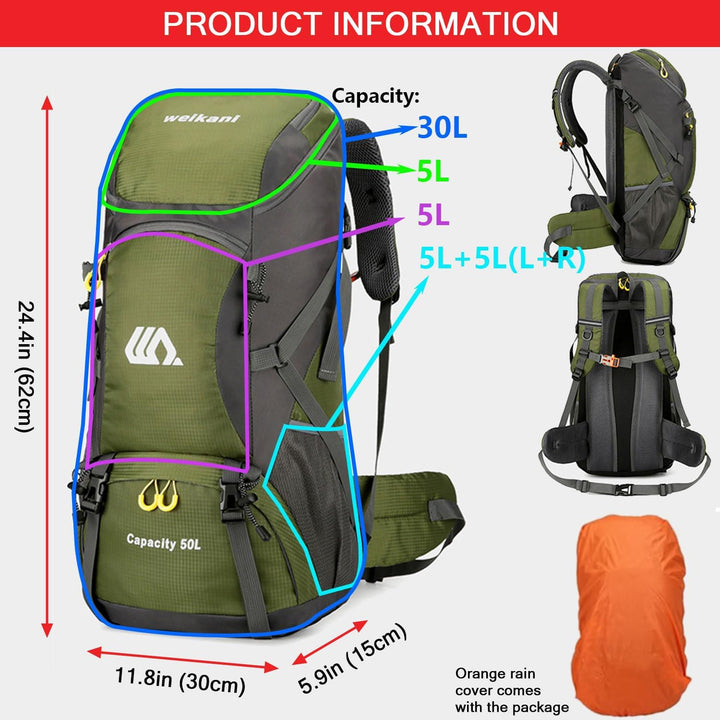 Favuit Wanderrucksack 30L, Herren Damen Trekkingrucksack Ultraleicht Faltbarer Reiserucksack Wandern