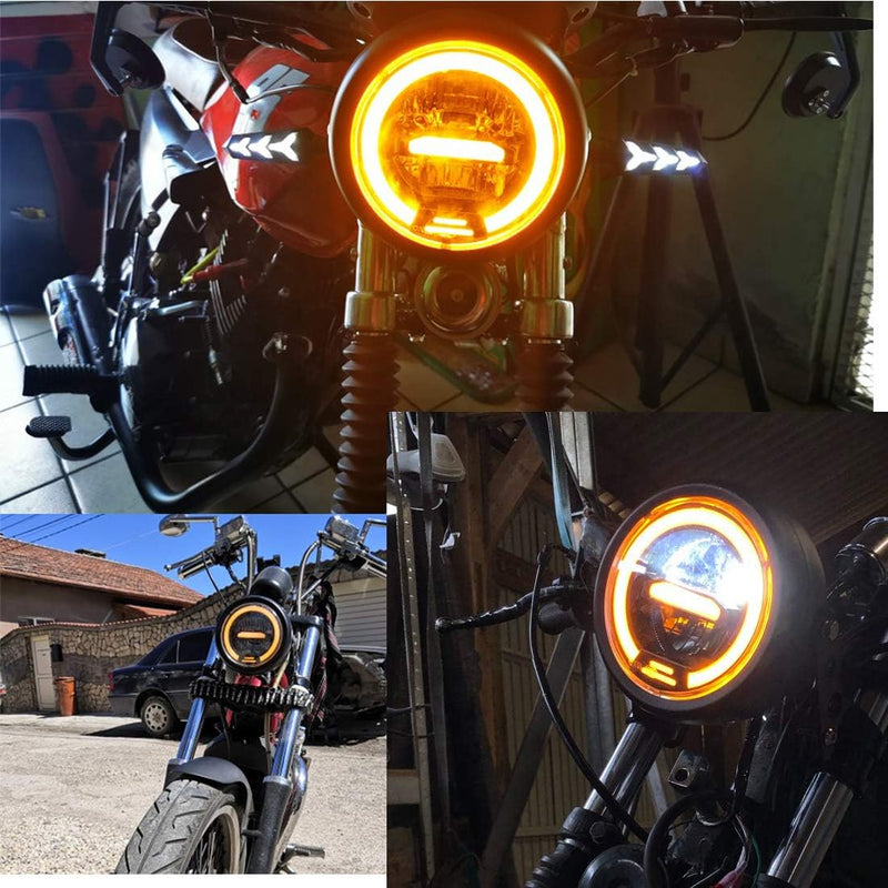 Motorrad LED Frontscheinwerfer, 6,5 Zoll Universal Scheinwerfer Distanz Licht mit Halterung zur Über