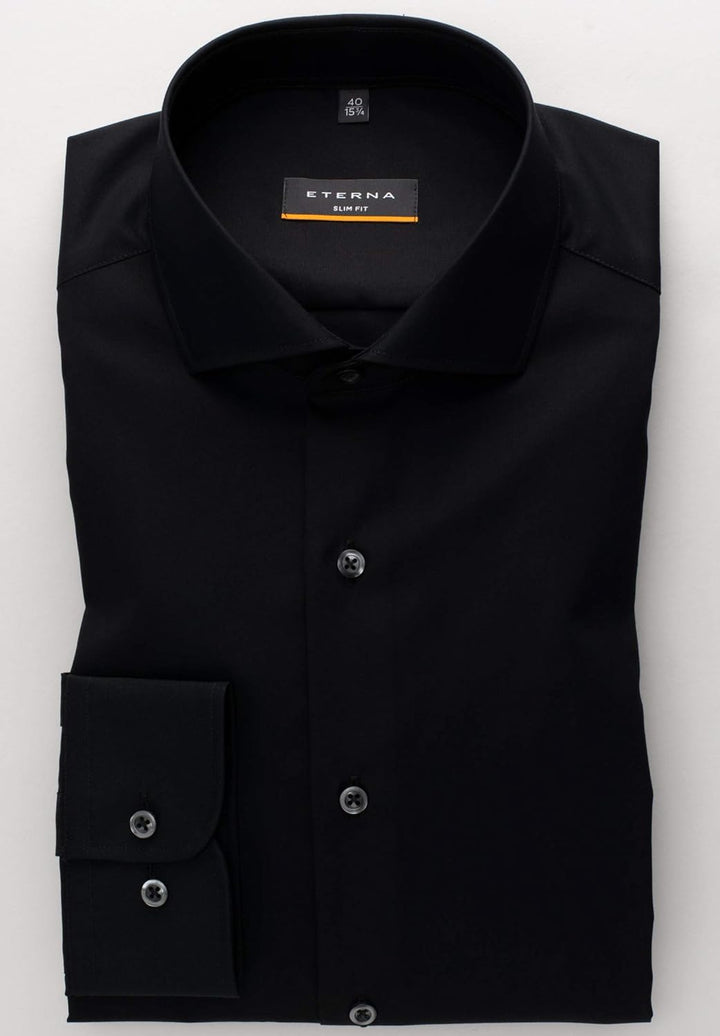 ETERNA Herren Original Shirt Slim FIT 38 Schwarz, 38 Schwarz